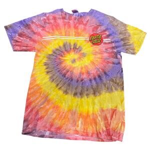 Santa Cruz Shirt Mens M Multicolor Tie Dye Skateboards Logo Short Sleeve Cotton